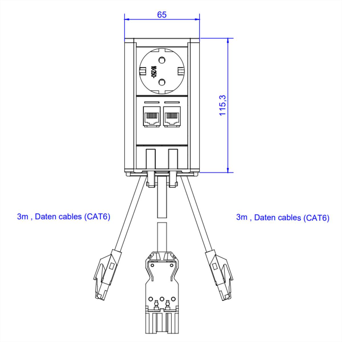 BACHMANN Elevator 1xCEE7/3 2xCAT6A 90°
