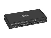 Equip Ultra-Slim 2-Port HDMI 2.0 Splitter, HDMI, 2x HDMI, 3840 x 2160 Pixel, Schwarz, Aluminium, 4K Ultra HD