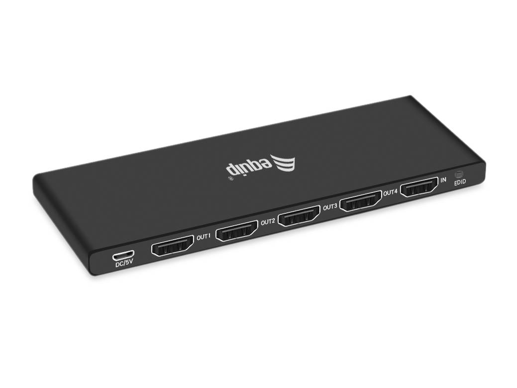 Equip Ultra-Slim 4-Port HDMI 2.0 Splitter - HDMI - 4x HDMI - 3840 x 2160 Pixel - Schwarz - Aluminium - 4K Ultra HD