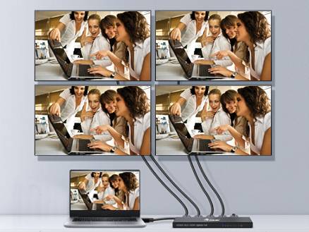 Equip Ultra-Slim 4-Port HDMI 2.0 Splitter - HDMI - 4x HDMI - 3840 x 2160 Pixel - Schwarz - Aluminium - 4K Ultra HD