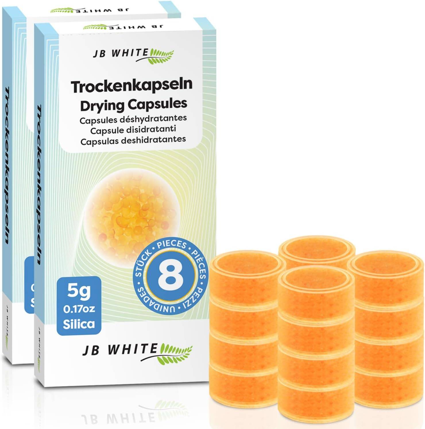 JB White 16 Trockenkapseln für Hörgeräte, Trocknungskapseln mit Farbindikator für Hörhilfen, Trockentabletten, orange