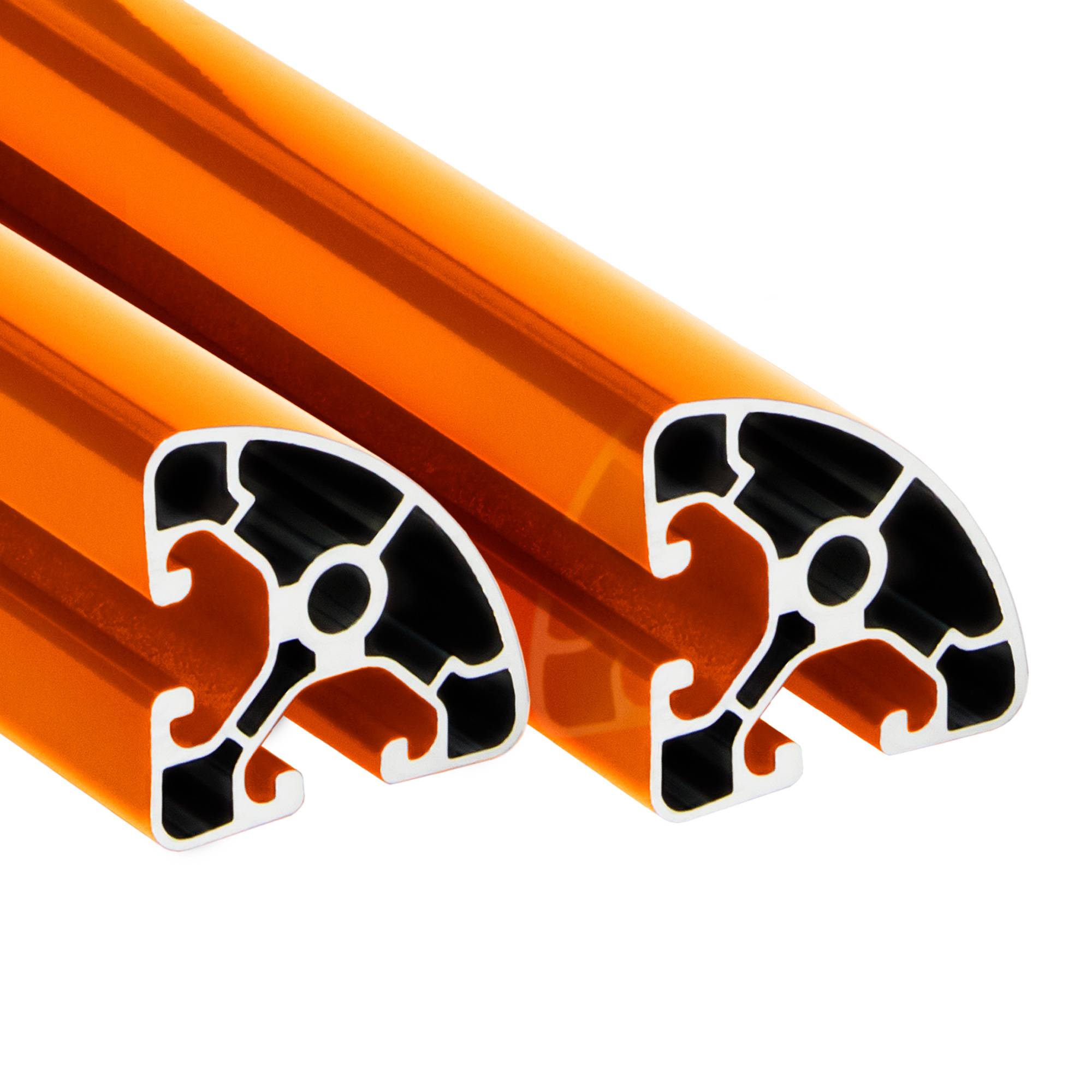 SCHMIDT systemprofile 2000mm Aluminium Profil 40x40mm Nut 8 Eckprofil Rund Orange 4040 Alu Konstruktionsprofil Aluprofil 2m