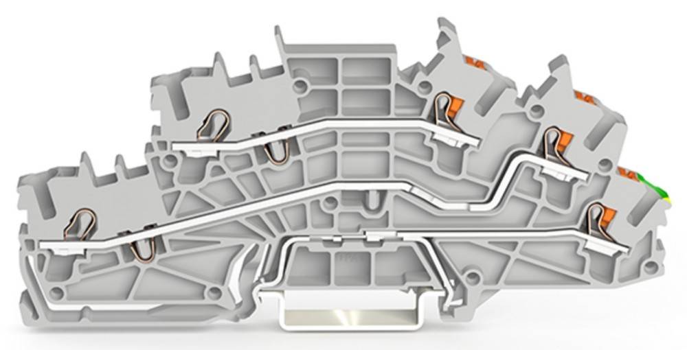 Querschnitt einer komplexen mechanischen Komponente, die geschichtete Kanäle und Durchgänge zeigt und das interne Strukturdesign hervorhebt.