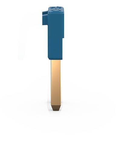 Ein blau-goldener Keramikbohrer mit einem einzigartigen quadratischen Momentendesign.