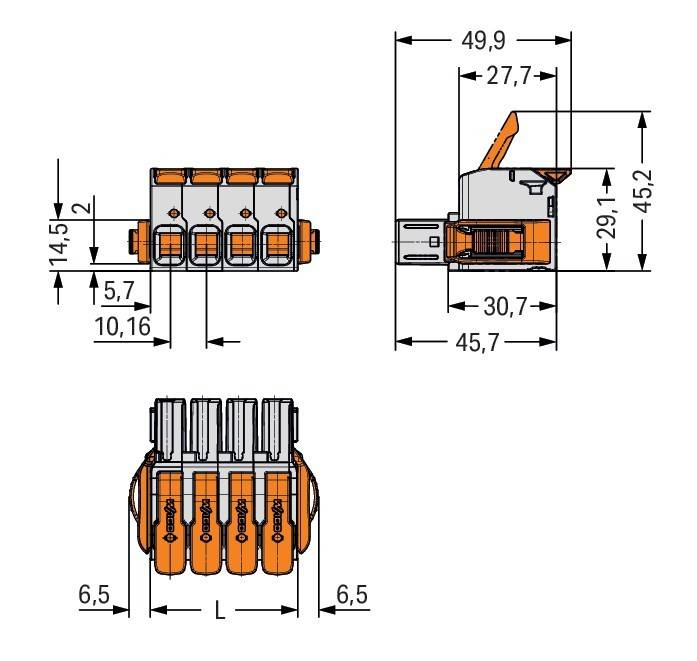 WAGO GmbH & Co. KG 1-Leiter-Federleiste Hebel 832-1106/037-000