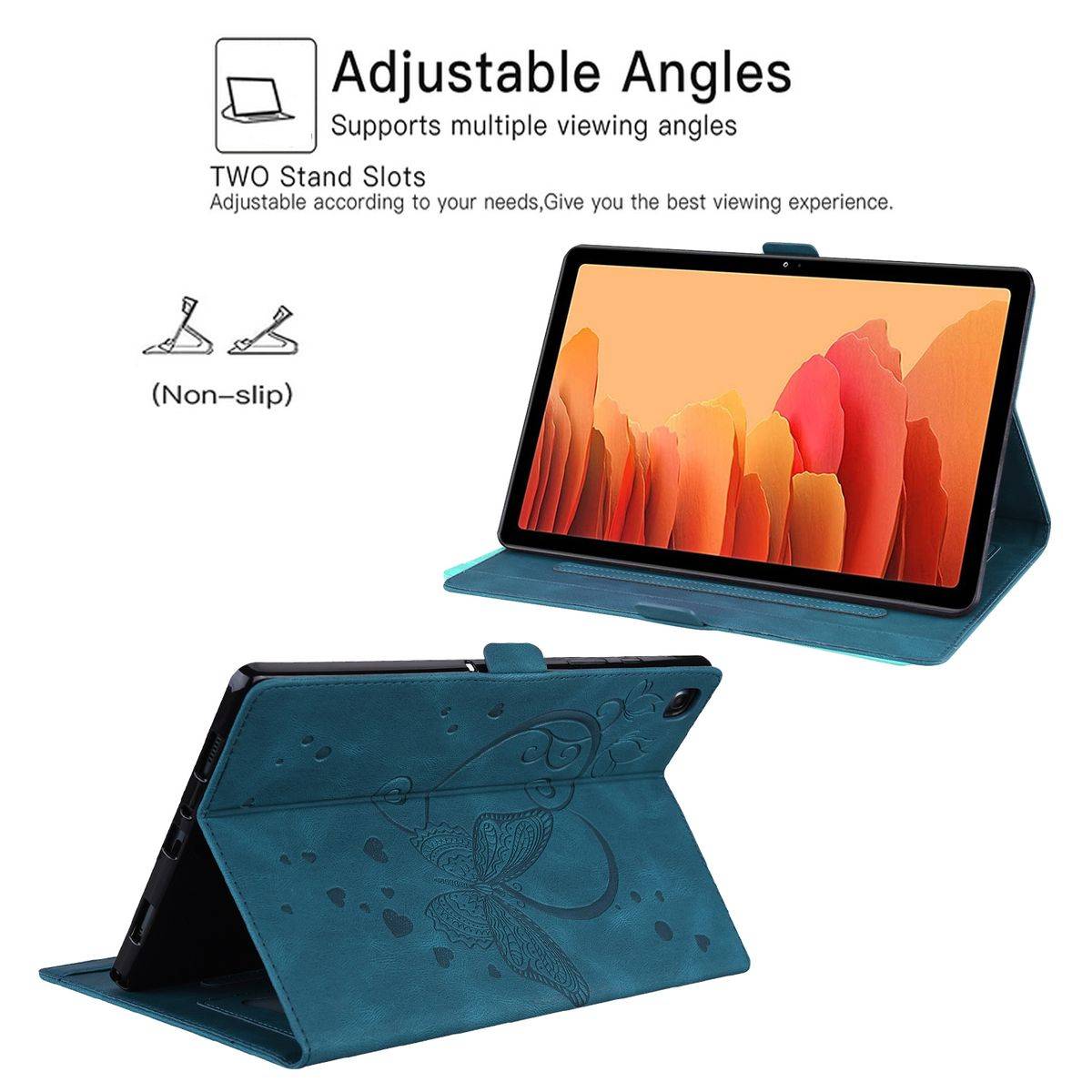 Für Xiaomi Pad 5 / Pad 5 Pro Schmetterling Muster Blau Kunstleder Hülle Cover Tasche Case Wake UP Neu