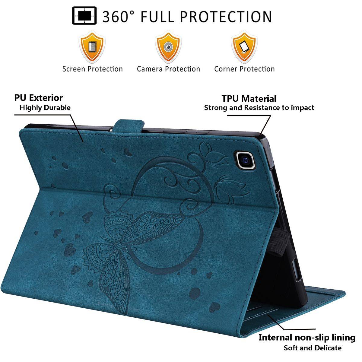 Für Xiaomi Pad 5 / Pad 5 Pro Schmetterling Muster Blau Kunstleder Hülle Cover Tasche Case Wake UP Neu
