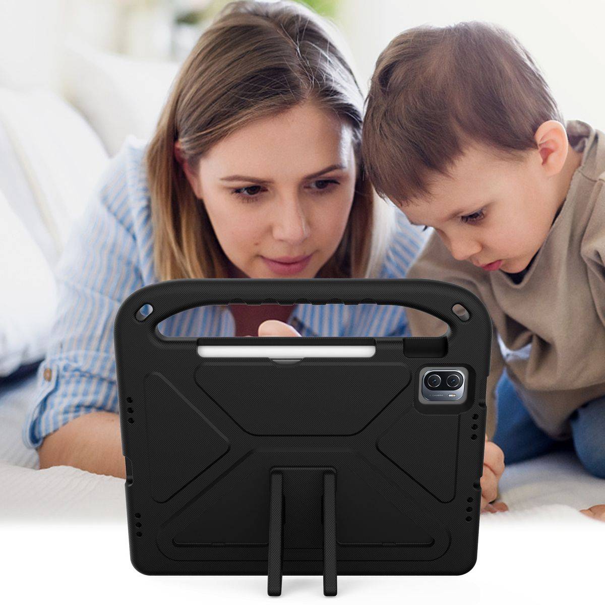 Für Xiaomi Pad 5 / Pad 5 Pro aufstellbare Outdoor Hybrid Schwarz 360 Grad mit Trage Rahmen Tablet Tasche Etuis Cover Case Schutz Robust Neu