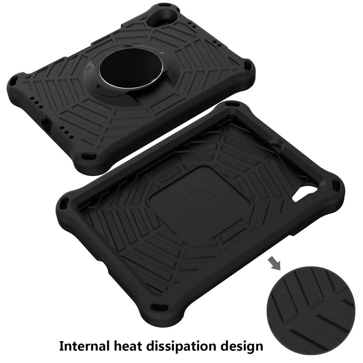 Für Apple iPad Mini 6 2021 aufstellbare Outdoor Hybrid Schwarz 360 Grad mit Trage Gurt Tablet Tasche Etuis Cover Case Schutz Robust Neu