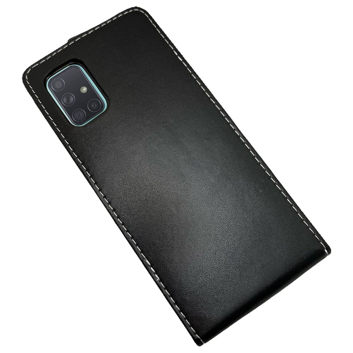 Flip Case kompatibel mit Samsung Galaxy A71 5G (A716F) Handy Tasche vertikal aufklappbar Schutzhülle Klapp Hülle Schwarz