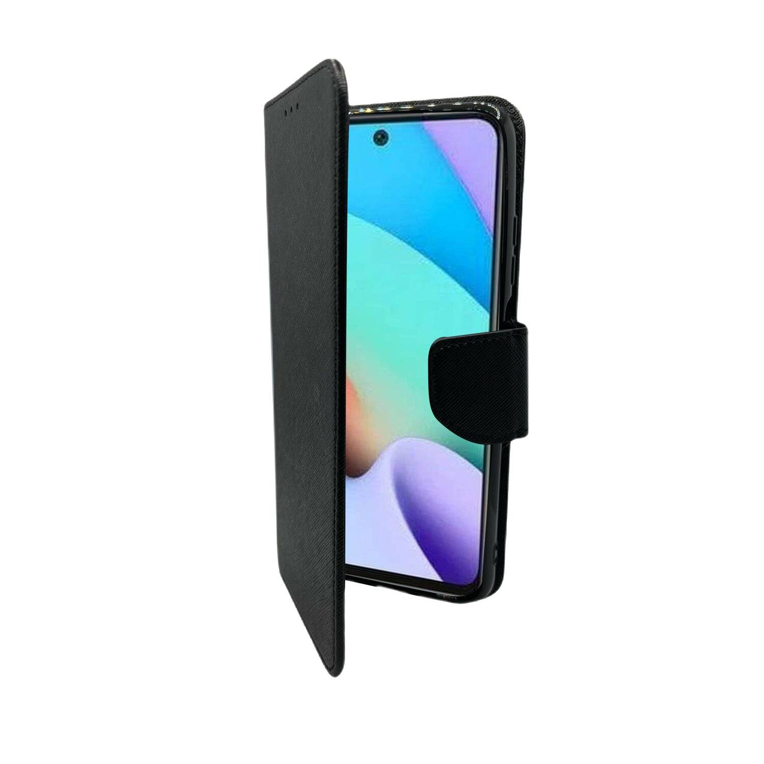 Buch Tasche "Fancy" für XIAOMI REDMI 10 Handy Hülle Etui Brieftasche Schutzhülle mit Standfunktion, Kartenfach Schwarz