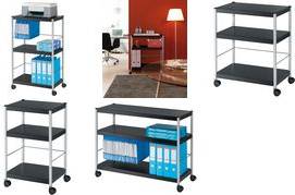 PAPERFLOW Multifunktionswagen M, 3 Böden, schwarz / silber aus epoxidbeschichtetem Metall, Fachböden schwarz lackiert,