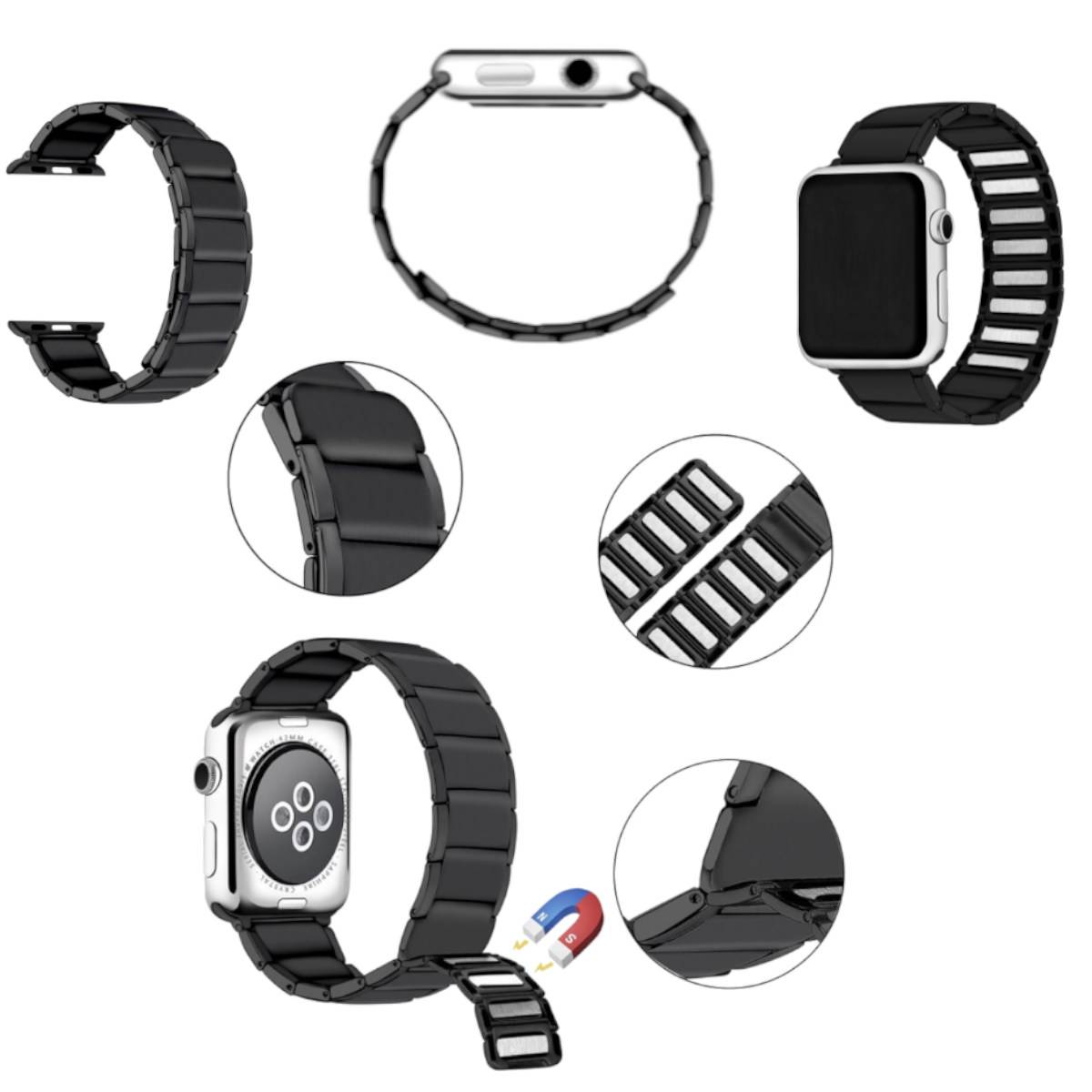 Für Apple Watch Series 10 46mm / 9 8 7 45 / 6 SE 5 4 Armband Schwarz