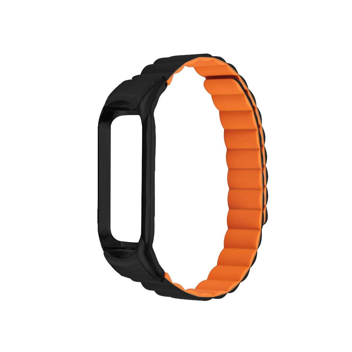 Für Xiaomi Mi Band 4 / 3 Hochwertiges Kunststoff / Silikon Uhr Watch Smart Sport Armband Schwarz / Orange