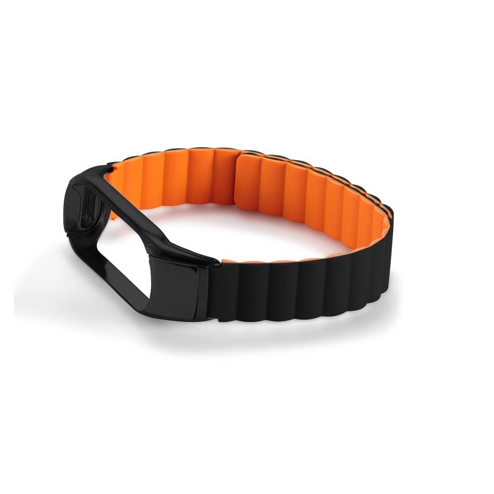 Für Xiaomi Mi Band 4 / 3 Hochwertiges Kunststoff / Silikon Uhr Watch Smart Sport Armband Schwarz / Orange