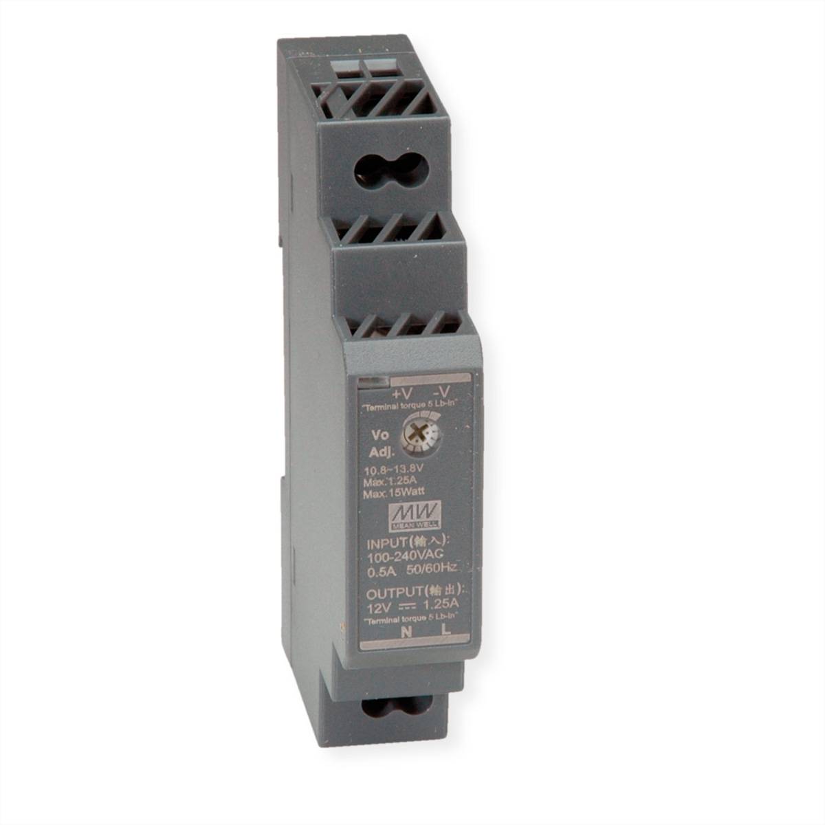 MEAN WELL HDR-15-12 Hutschienennetzteil 15W 12V DC, anthrazit