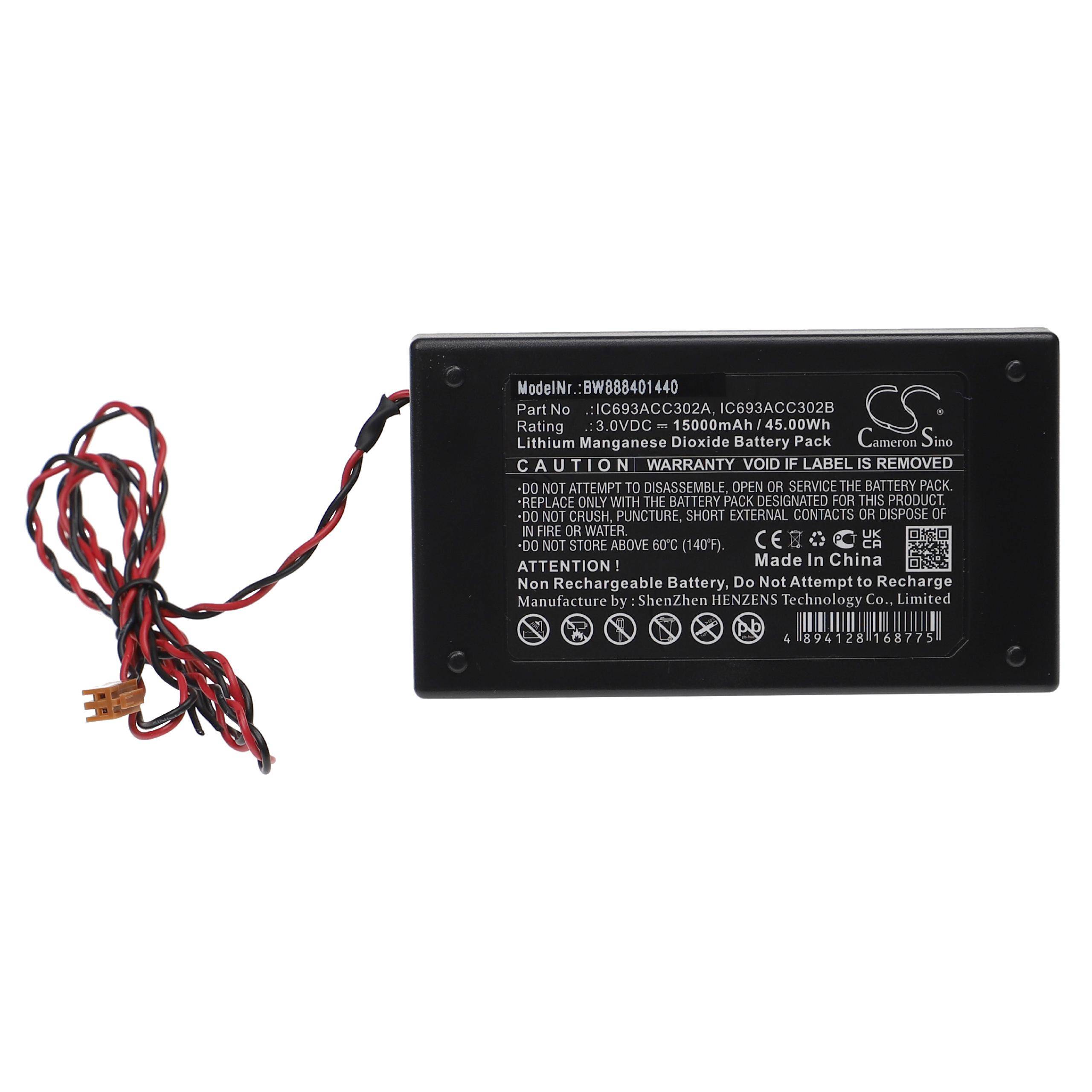 vhbw Batterie kompatibel mit GE Fanuc IC693ACC302A, IC693ACC302B Steuereinheit (15000mAh, 3V, Li-MnO2)