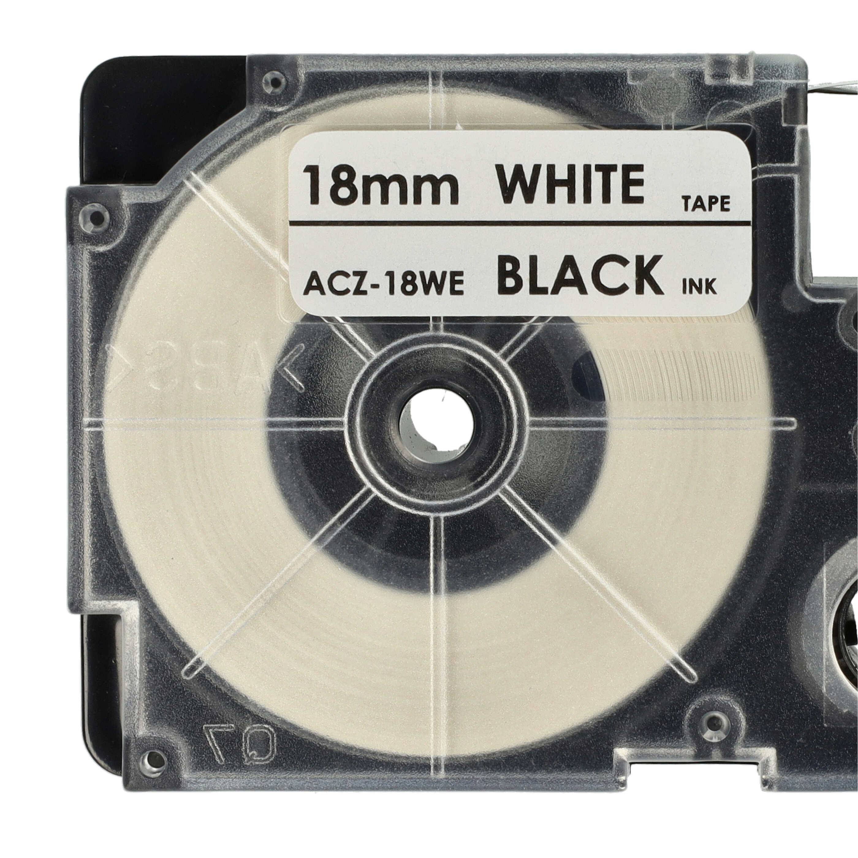 vhbw 5x Schriftband-Kassette kompatibel mit Casio KL-200 | KL-130, KL-100E, KL-120, KL-1500, CW-L300 Etiketten-Drucker 8m x 18mm Schwarz auf Weiß