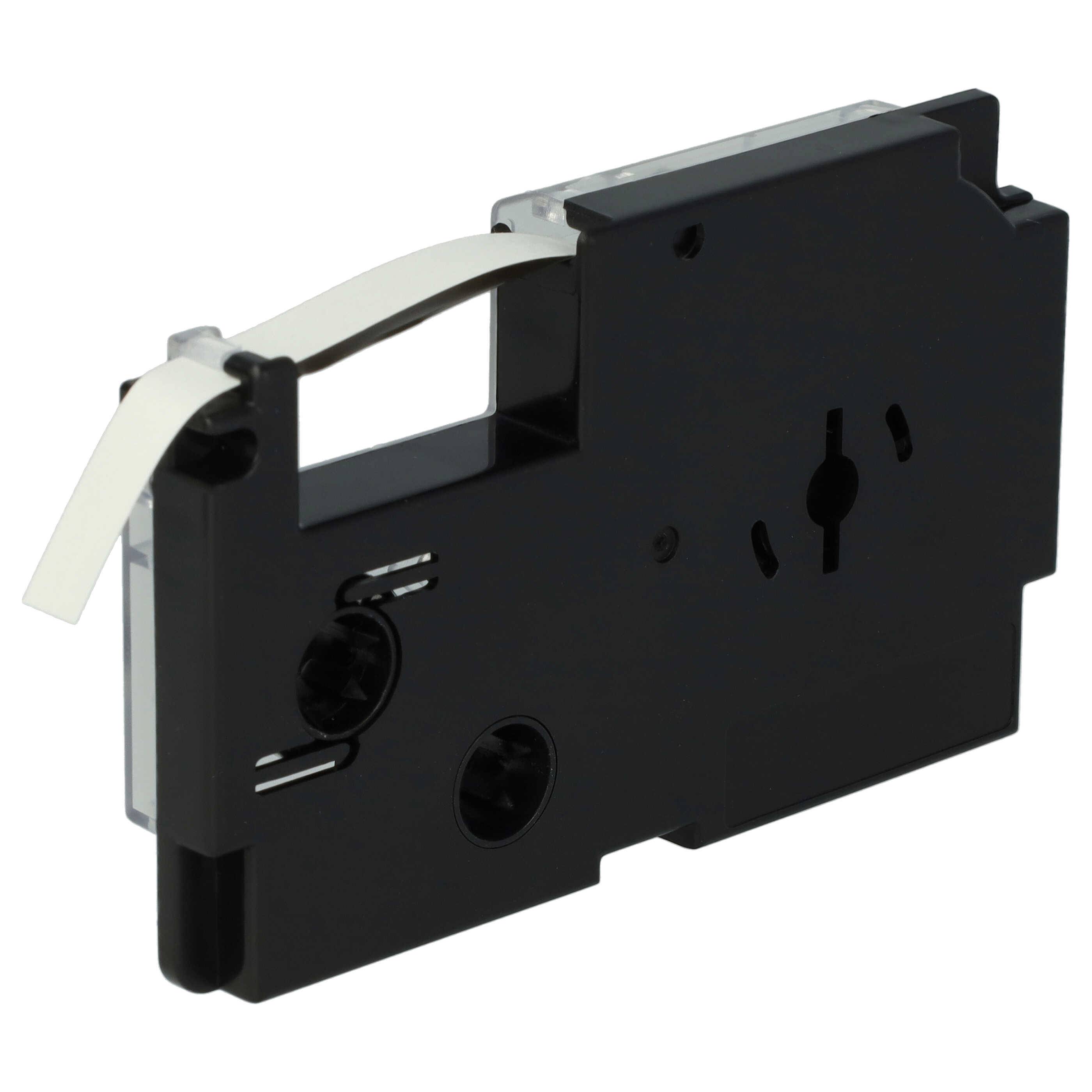 vhbw 50x Schriftband-Kassette kompatibel mit Casio KL-2000, KL-300, KL-70E, KL-200E, KL-60, KL-7000 Etiketten-Drucker 8m x 6mm Schwarz auf Weiß