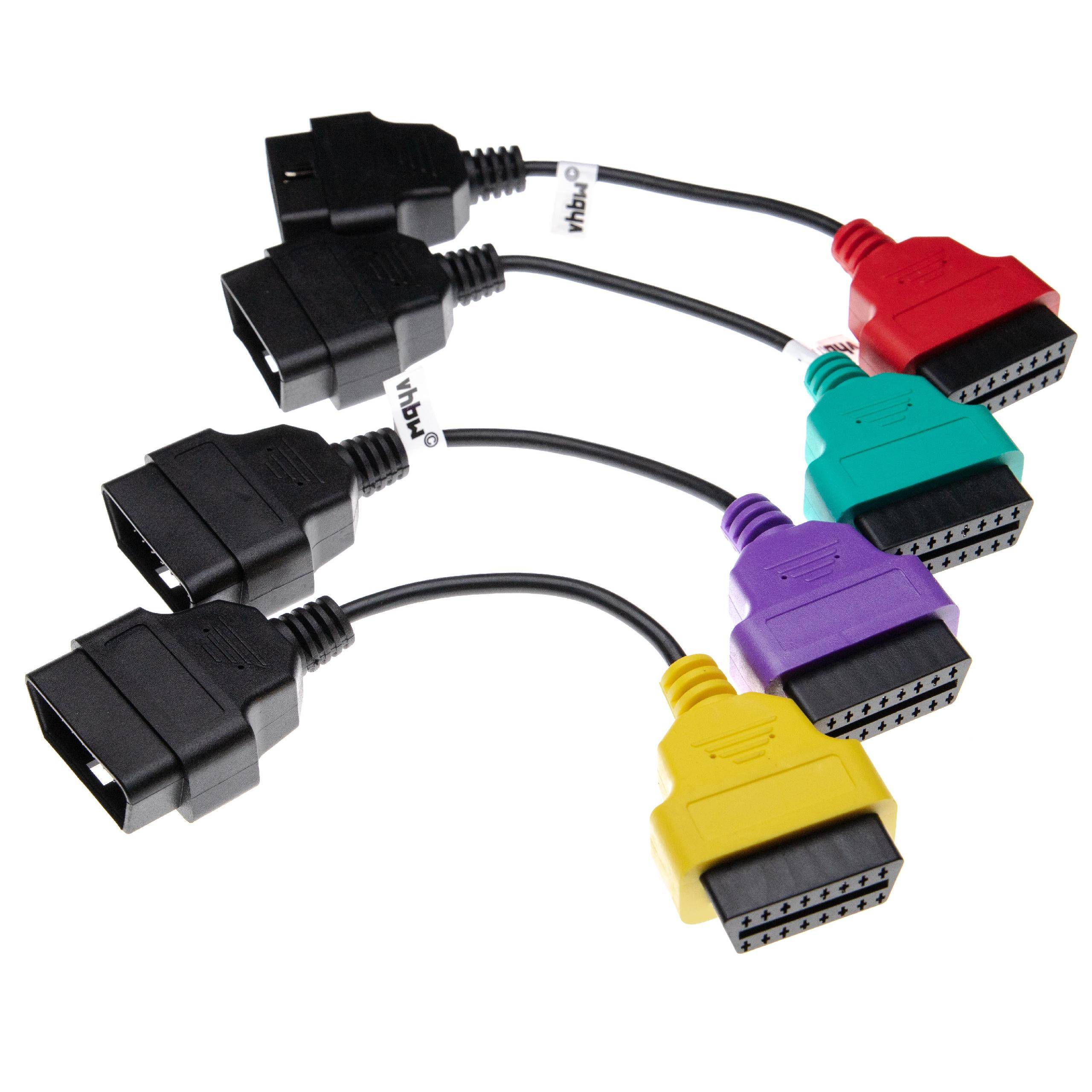 vhbw 4x OBD Adapter 16Pin-OBD1 auf OBD2 kompatibel mit Fiat Multipla, Qubo, Punto, Panda - 19 cm
