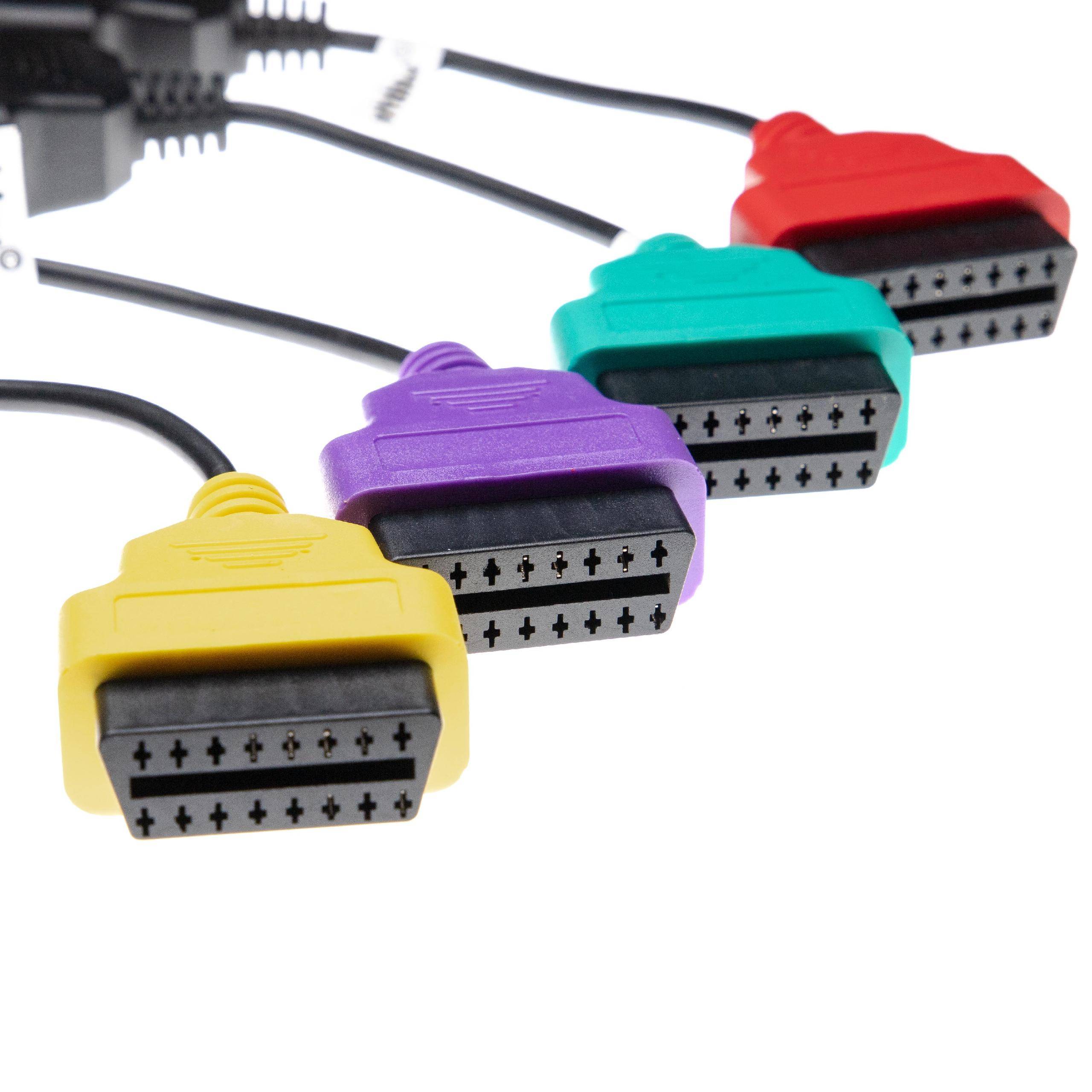 vhbw 4x OBD Adapter 16Pin-OBD1 auf OBD2 kompatibel mit Fiat Multipla, Qubo, Punto, Panda - 19 cm