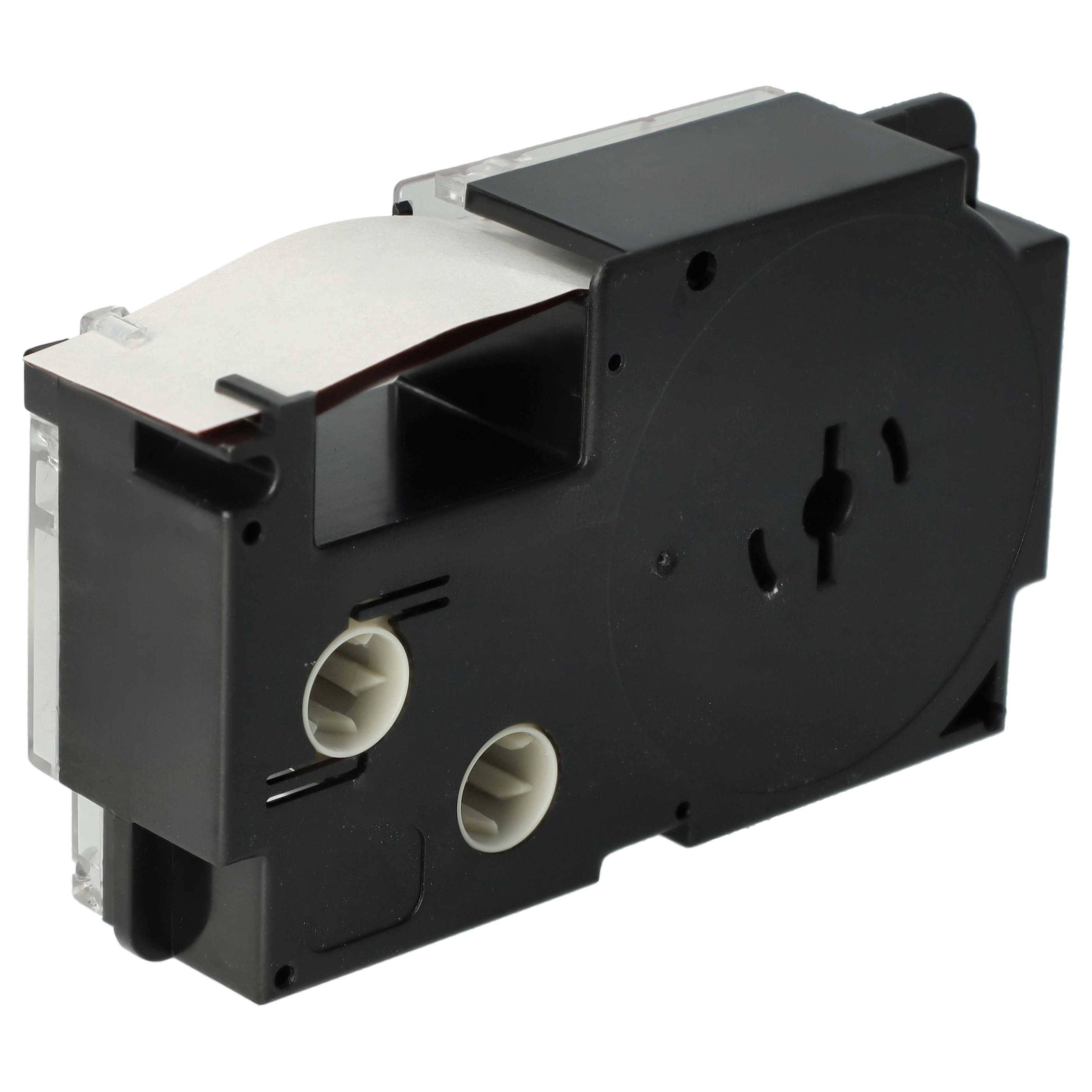 vhbw Schriftband-Kassette kompatibel mit Casio KL-130, KL-100E, KL-120, KL-1500, CW-L300 Etiketten-Drucker 8m x 18mm Schwarz auf Rot, pet+ RESIN