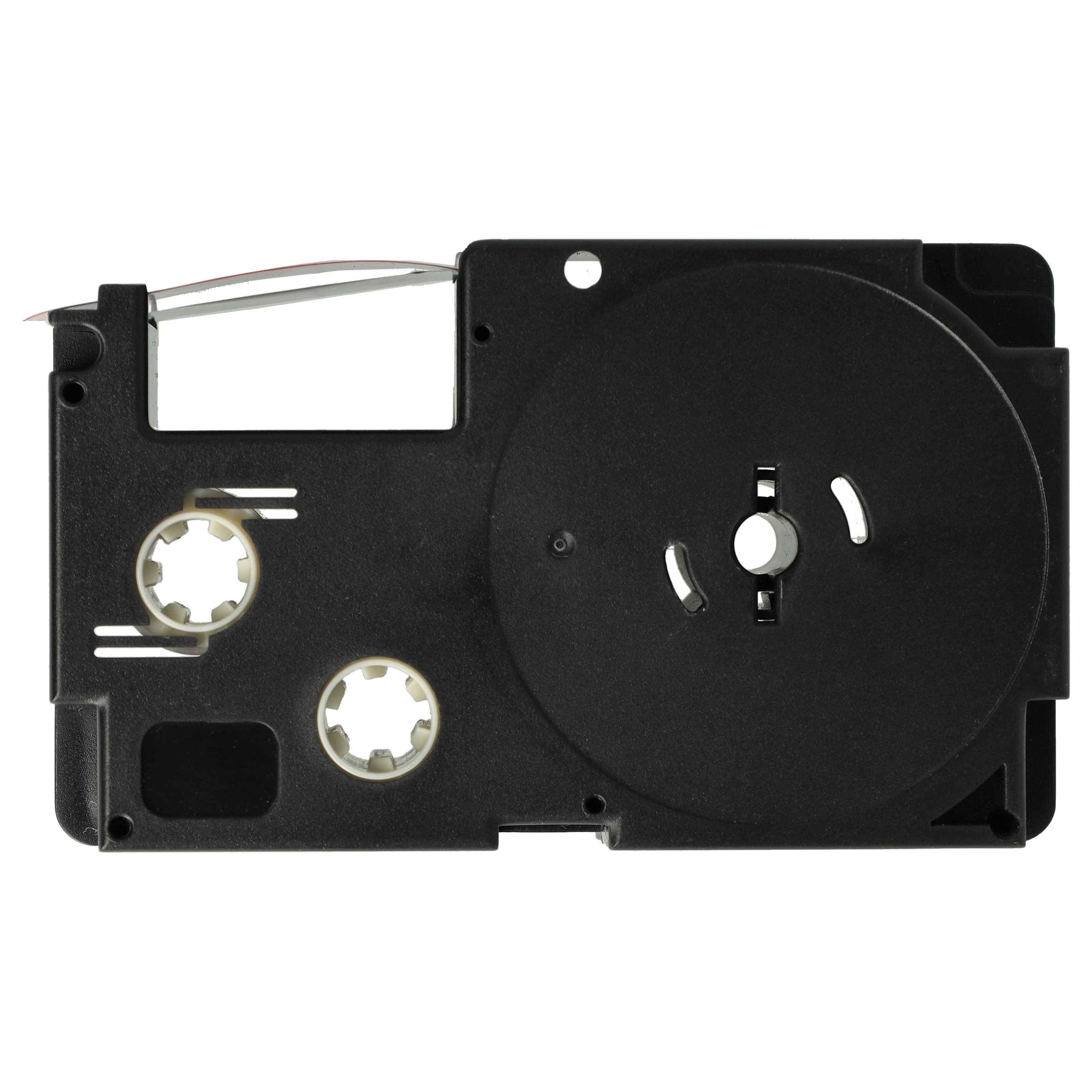 vhbw Schriftband-Kassette kompatibel mit Casio KL-2000, KL-60, KL-70E, KL-300, KL-7000, KL-200E Etiketten-Drucker 18mm Schwarz auf Rot, pet+ RESIN