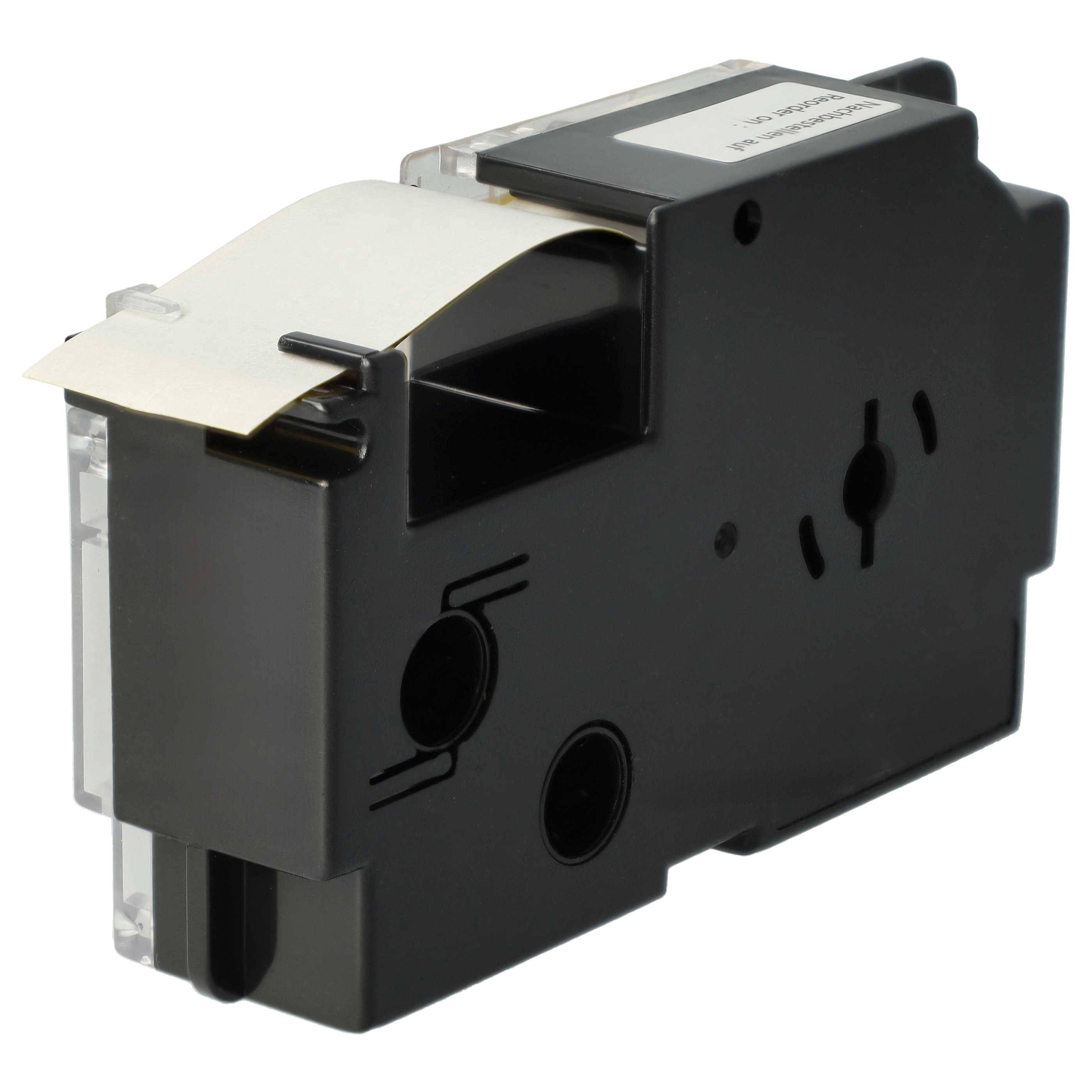 vhbw Schriftband-Kassette kompatibel mit Casio KL-130, KL-200, KL-120, KL-100E, KL-1500, CW-L300 Etiketten-Drucker 18mm Schwarz auf Gelb, pet+ RESIN