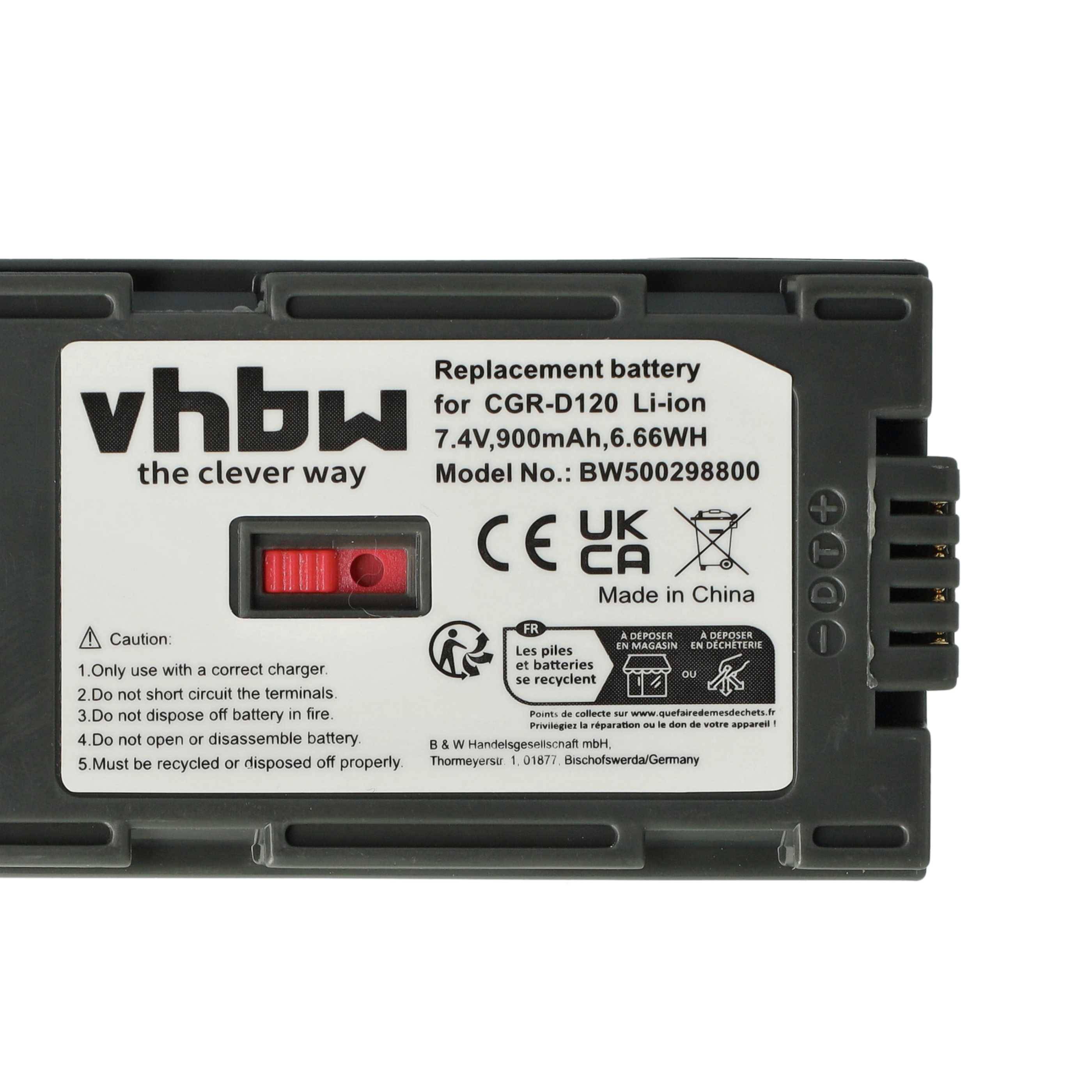 vhbw 3x Akku kompatibel mit Panasonic NV-MX300, NV-GS8, NV-GX7, NV-MX350, NV-MX1, NV-MX30, NV-MX2 Videokamera Camcorder (900 mAh, 7,2 V, Li-Ion)