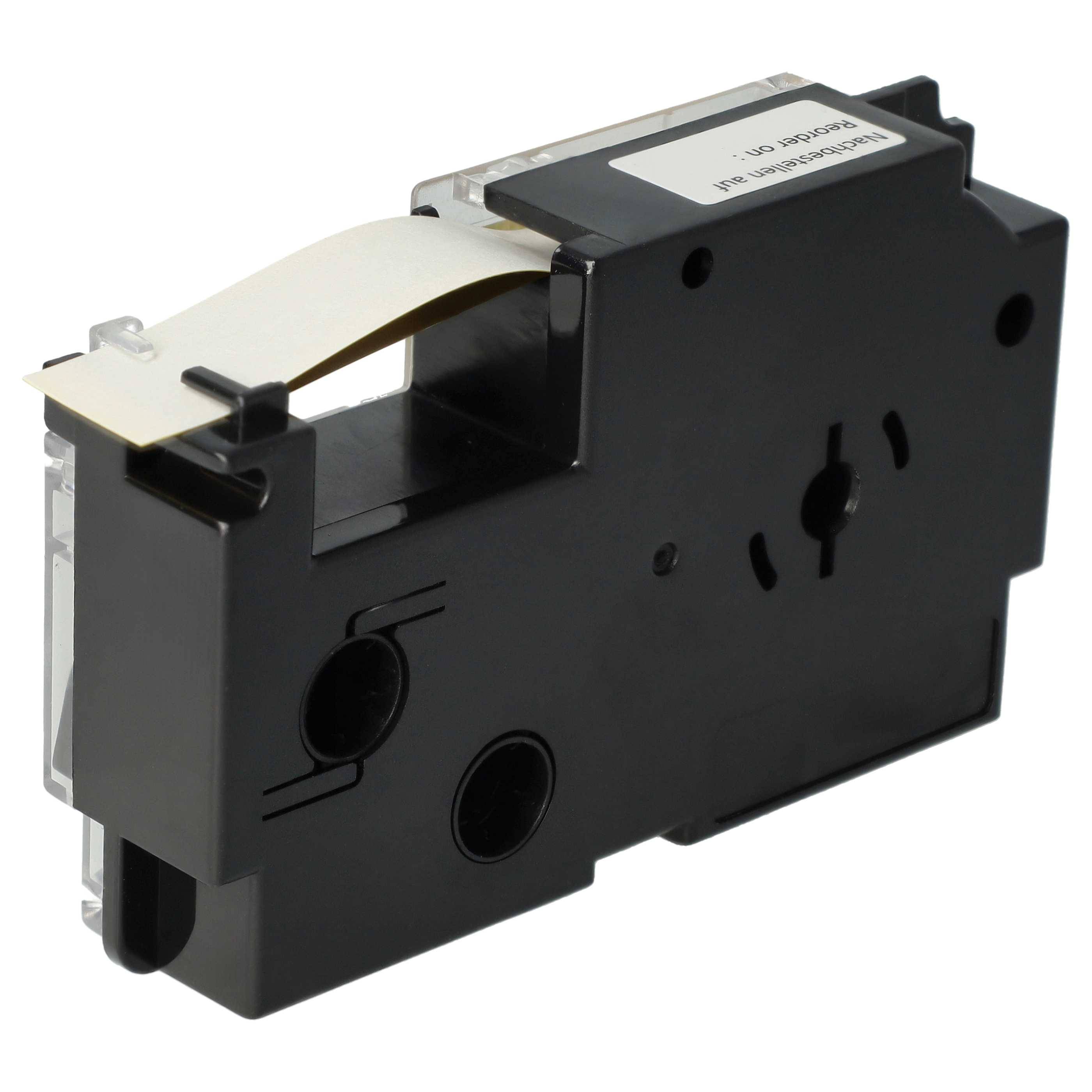 vhbw Schriftband-Kassette kompatibel mit Casio KL-200, KL-130, KL-100E, KL-120, KL-1500, CW-L300 Etiketten-Drucker 8m x 12mm Schwarz auf Gelb