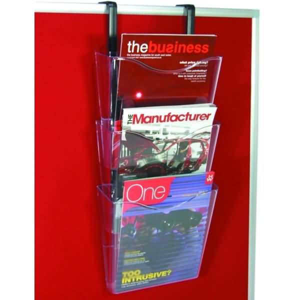 Wandprospekthalter DocuPockets A4 hoch 3 Fächer mit Halterung zur Wandmontage transparent