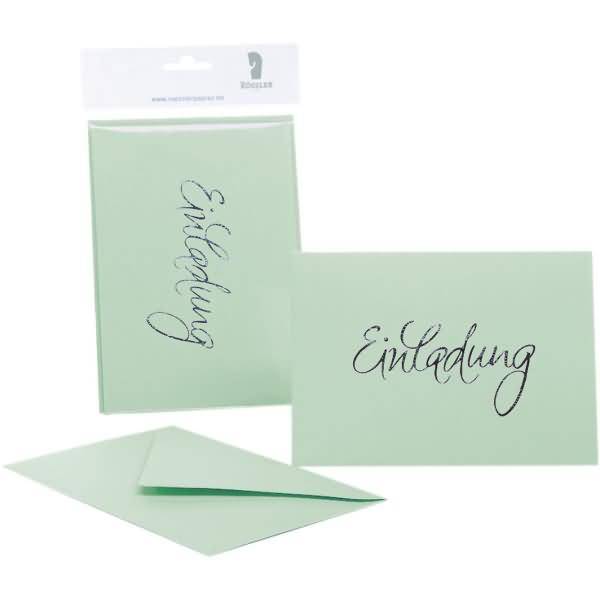 Einladung B6 hoch doppelt 5/5 mint gerippt mit Prägung silber