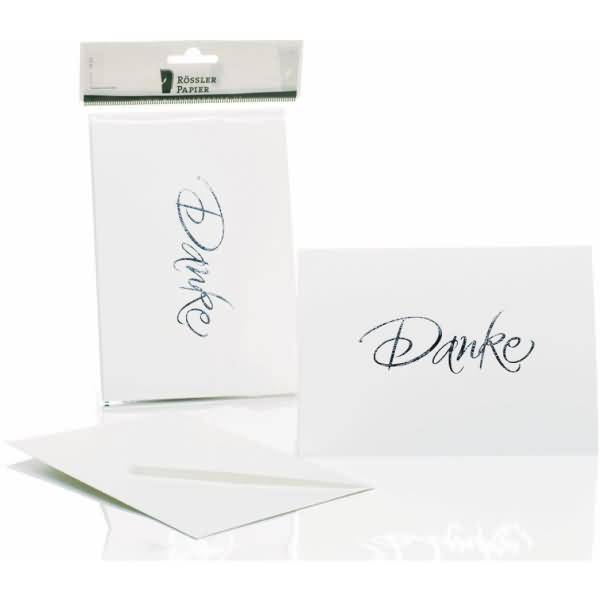 Danksagung B6 hoch doppelt VE=5/5 weiß gerippt mit Prägung silber