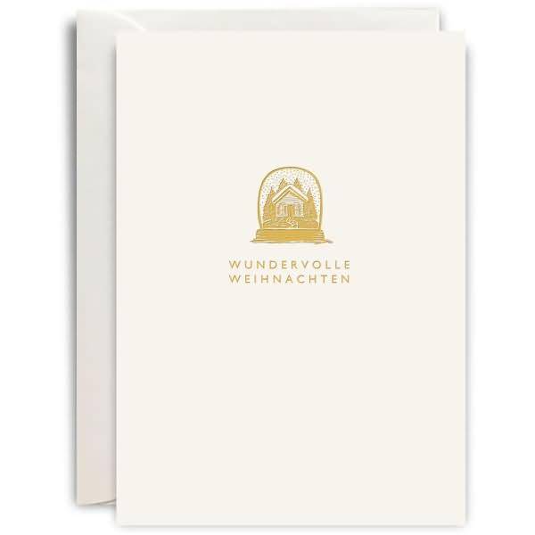 Grußkarte MP-Essential Weihnachten B6 hoch Creme Letterpress Schneekugel