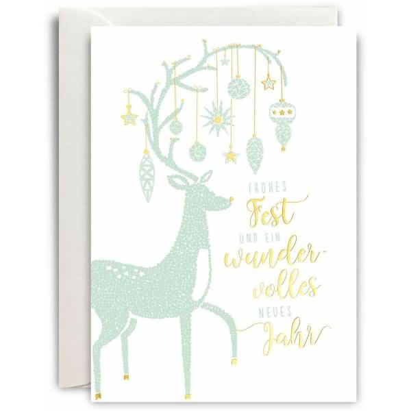 Grußkarte MP-Yay Weihnachten B6 hoch doppelt Letterpress Hirsch mit Geweih