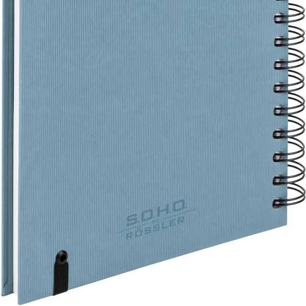 Notizbuch Wire-O DIN A5 80 Blatt blanko mit Gummizug denim