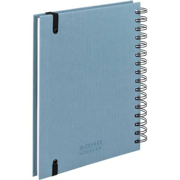 Notizbuch Wire-O DIN A5 80 Blatt blanko mit Gummizug denim