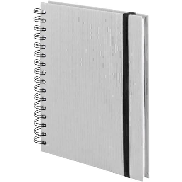 Notizbuch Wire-O DIN A5 80 Blatt blanko mit Gummizug stone