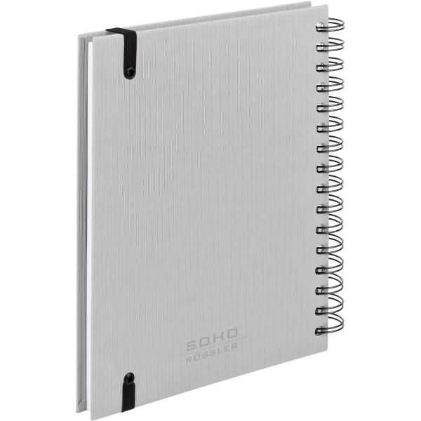 Notizbuch Wire-O DIN A5 80 Blatt blanko mit Gummizug stone