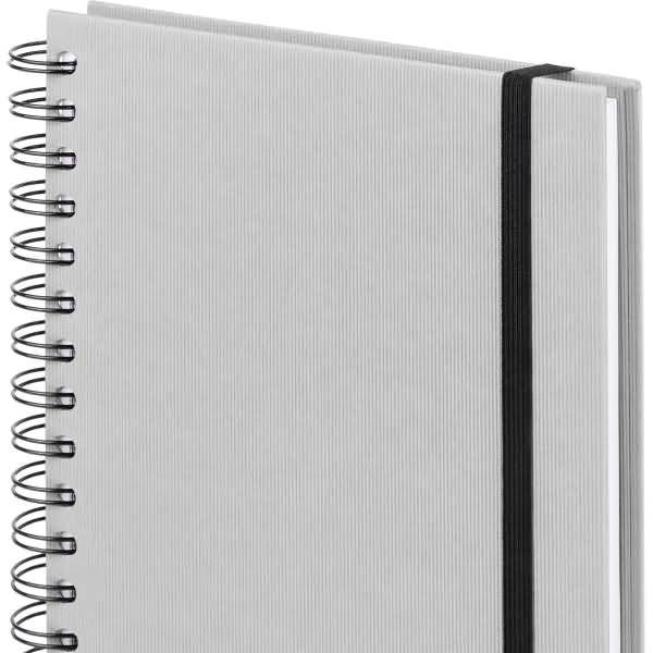Notizbuch Wire-O DIN A5 80 Blatt blanko mit Gummizug stone