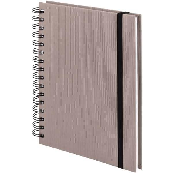 Notizbuch Wire-O DIN A5 80 Blatt blanko mit Gummizug taupe