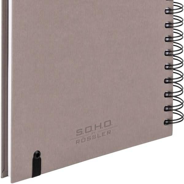 Notizbuch Wire-O DIN A5 80 Blatt blanko mit Gummizug taupe