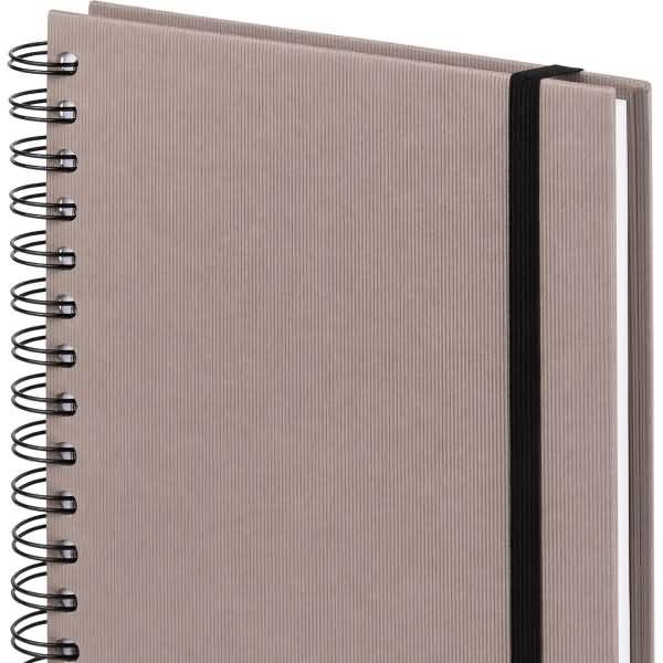 Notizbuch Wire-O DIN A5 80 Blatt blanko mit Gummizug taupe