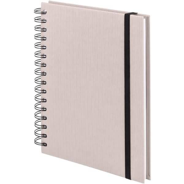 Notizbuch Wire-O DIN A5 80 Blatt blanko mit Gummizug powder