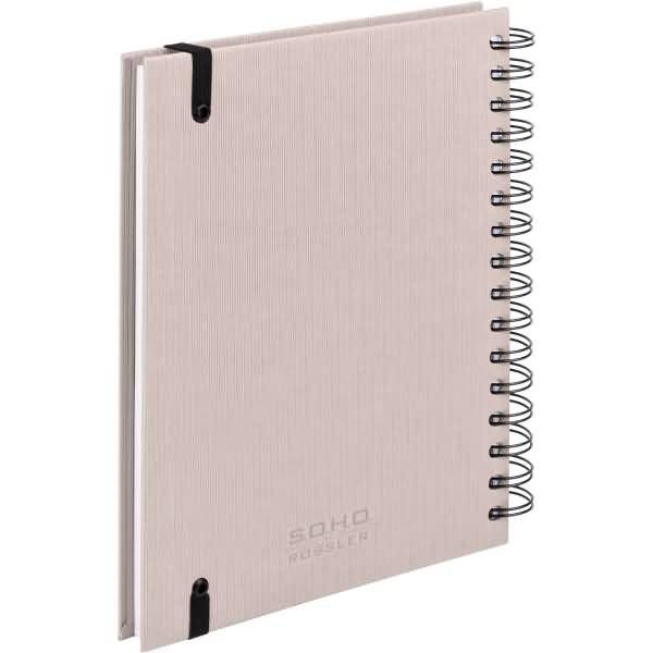 Notizbuch Wire-O DIN A5 80 Blatt blanko mit Gummizug powder