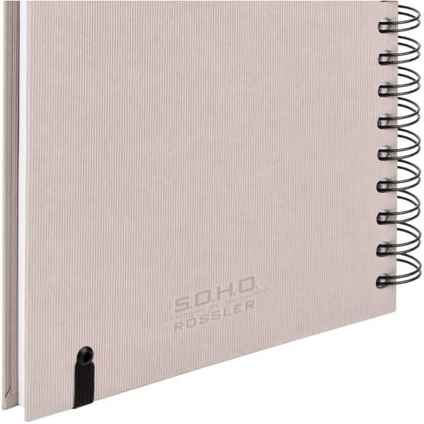 Notizbuch Wire-O DIN A5 80 Blatt blanko mit Gummizug powder