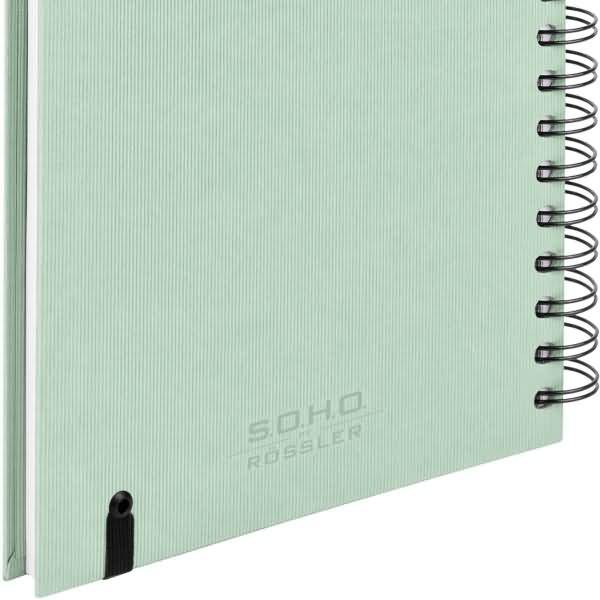 Notizbuch Wire-O DIN A5 80 Blatt blanko mit Gummizug Mint