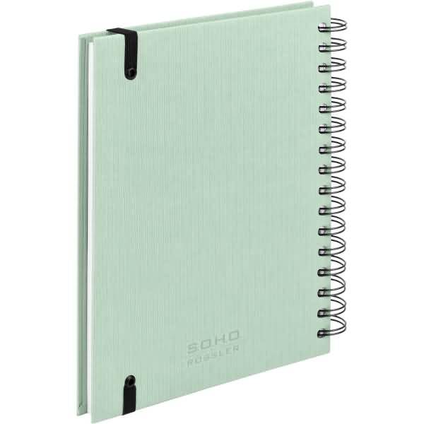 Notizbuch Wire-O DIN A5 80 Blatt blanko mit Gummizug Mint