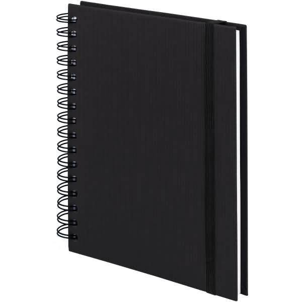 Notizbuch Wire-O DIN A5 80 Blatt blanko mit Gummizug schwarz