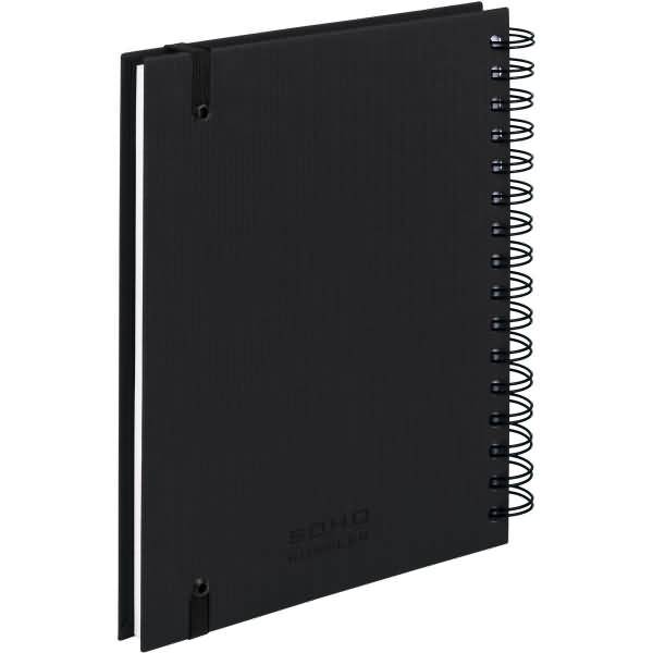 Notizbuch Wire-O DIN A5 80 Blatt blanko mit Gummizug schwarz